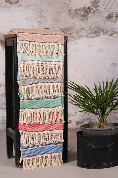 Blue and Black stripe Turkish Peshtemal Hand Towel