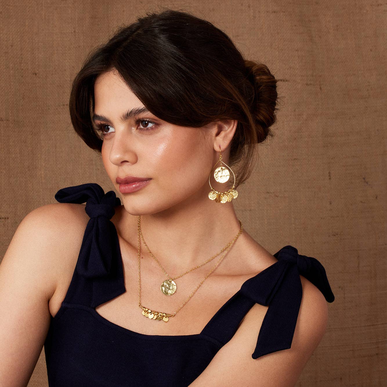 Beaten Gold Coin Earrings