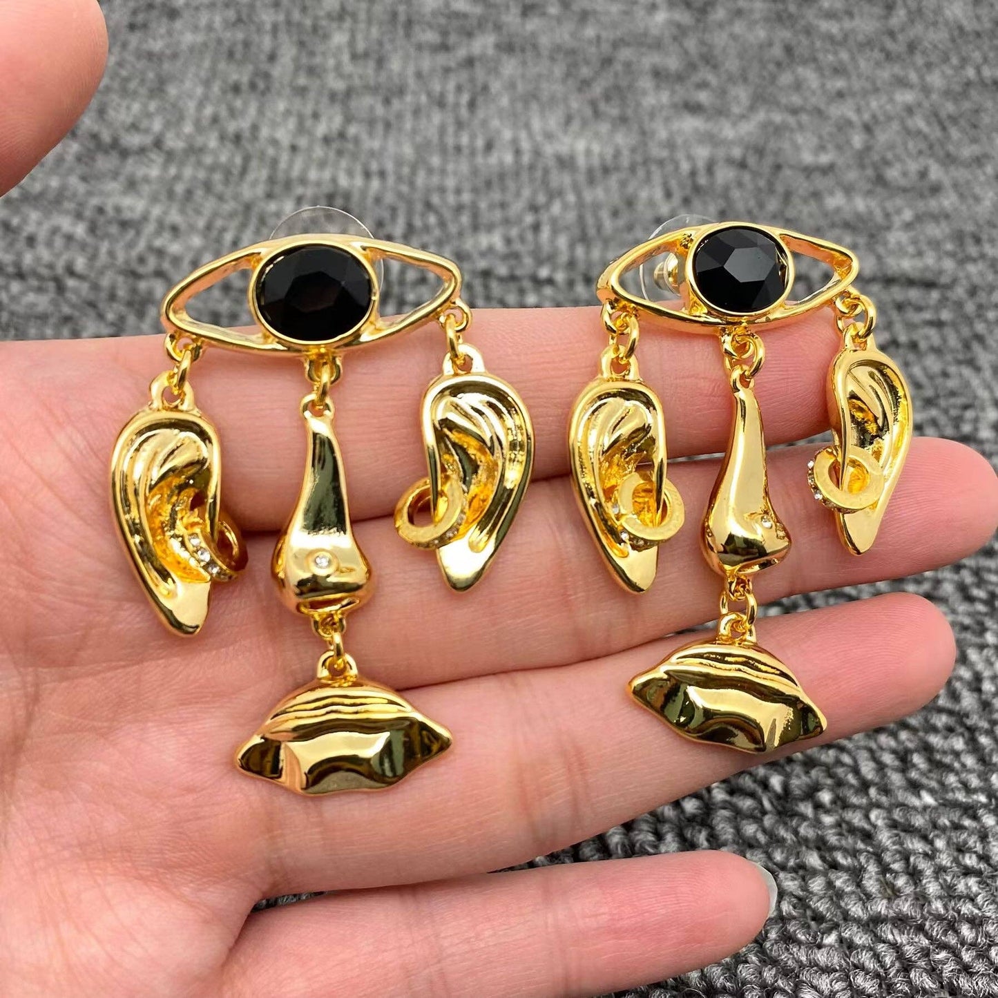 Eyes & Nose & Mouth Abstract Face Earrings