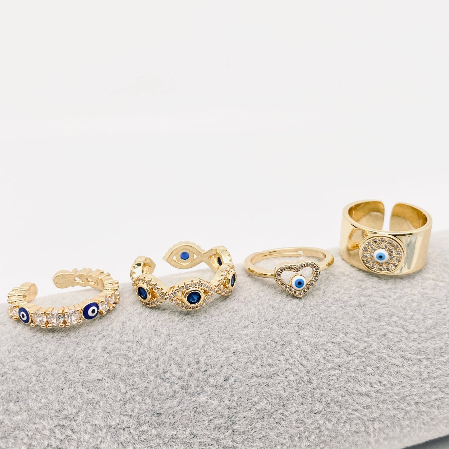 Multi-style Gold-plated Evil Eye Ring: A / Opening adjustable