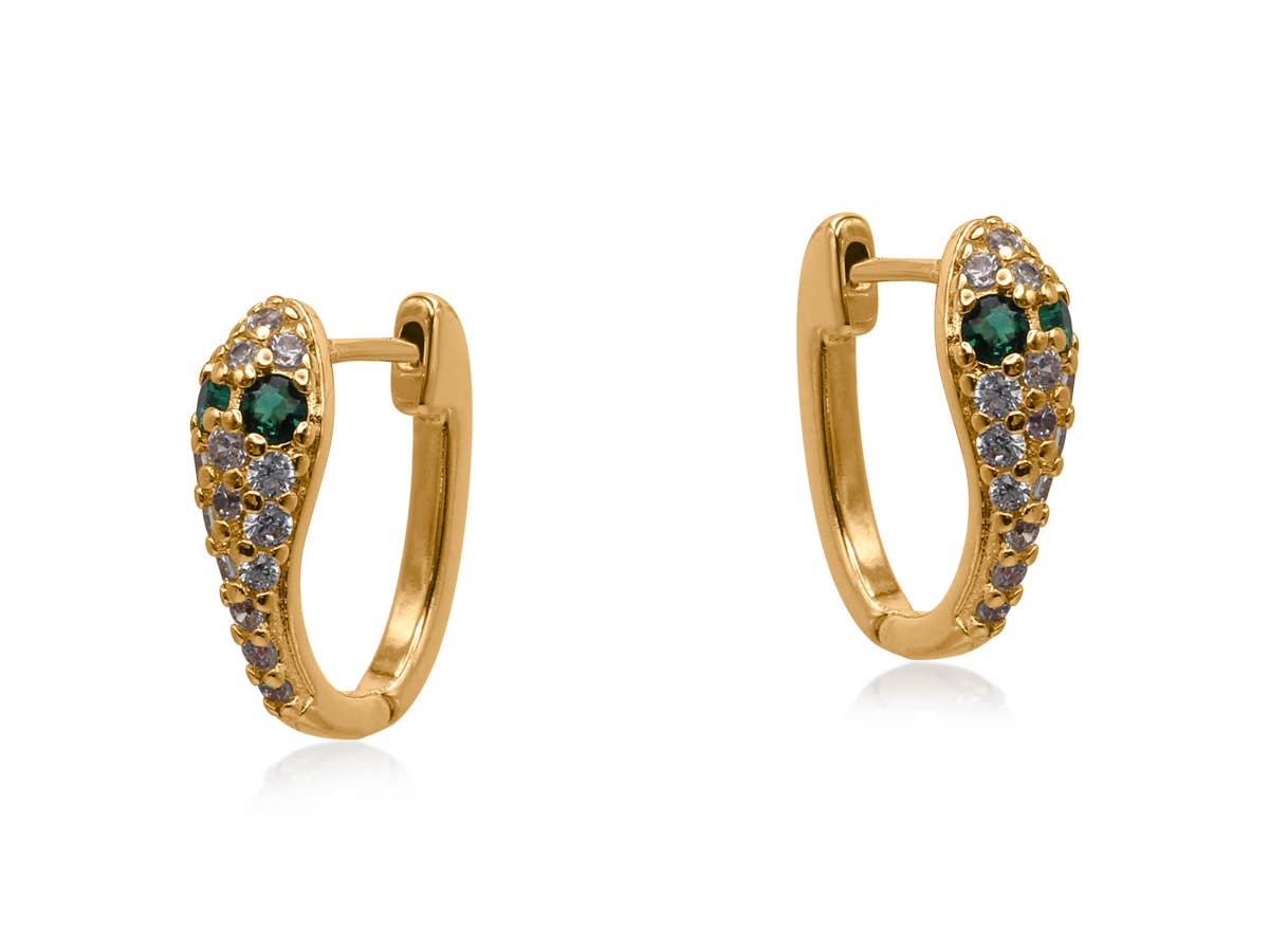 Gold Snake Huggie Earrings