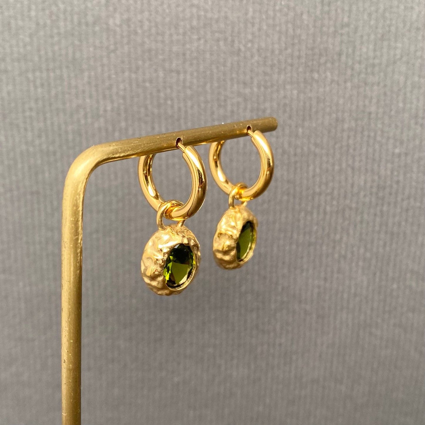 Drop Stone Huggie hoop Earrings