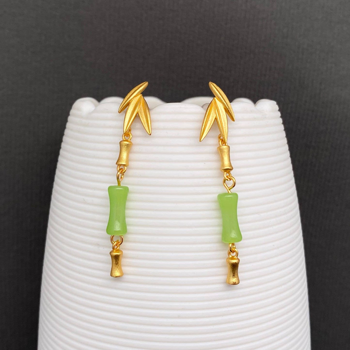 24K Gold Plated Bamboo Post Earrings