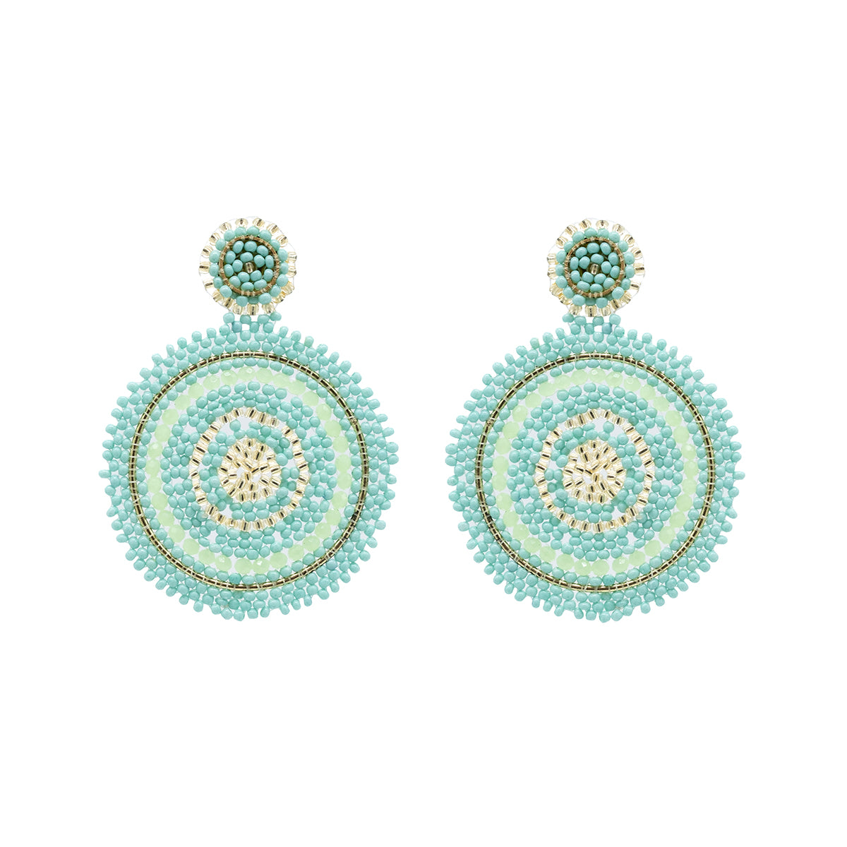 Turquoise and Gold Beaded Drop Earrings