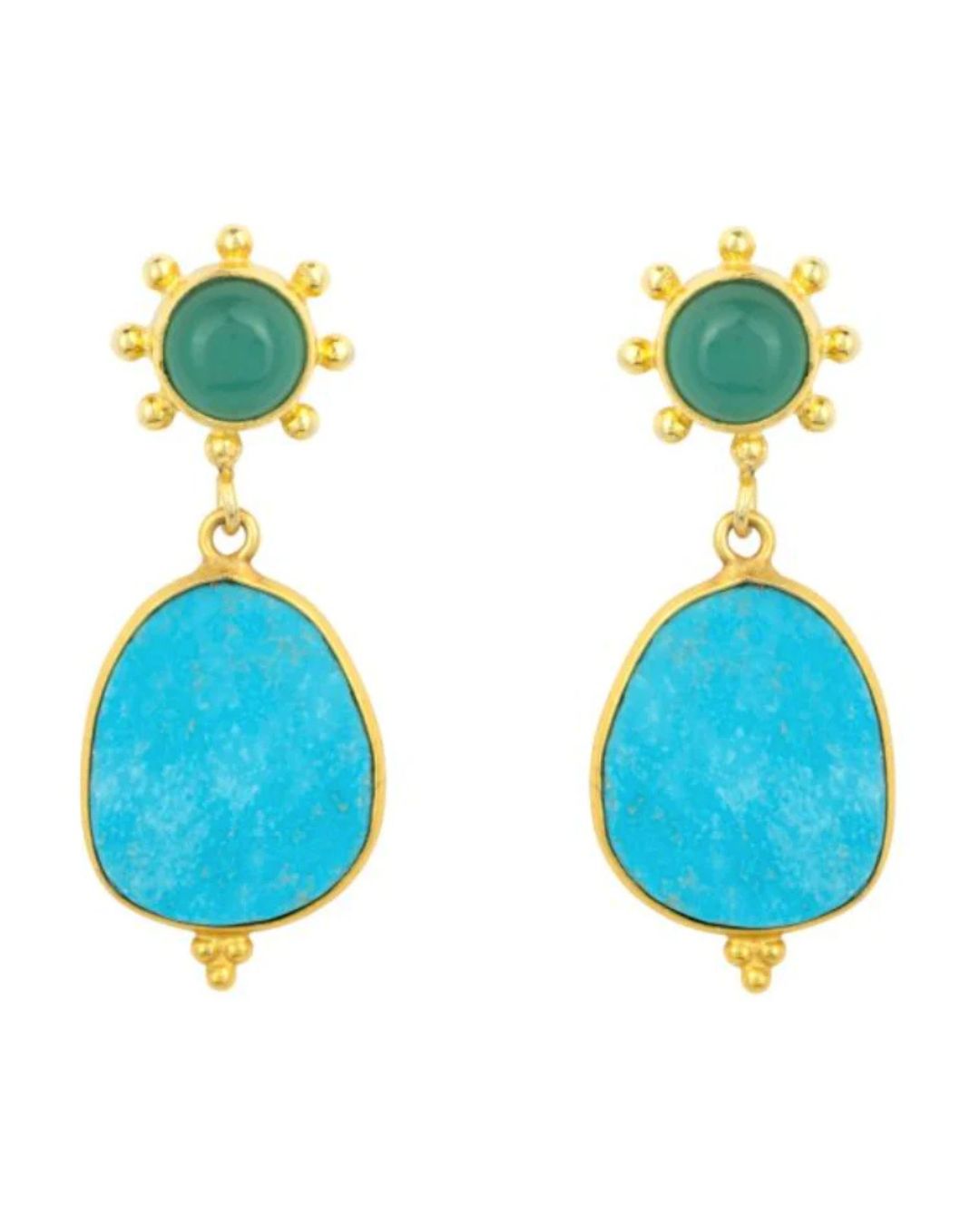 Boucles d'oreilles pendantes turquoise et vertes
