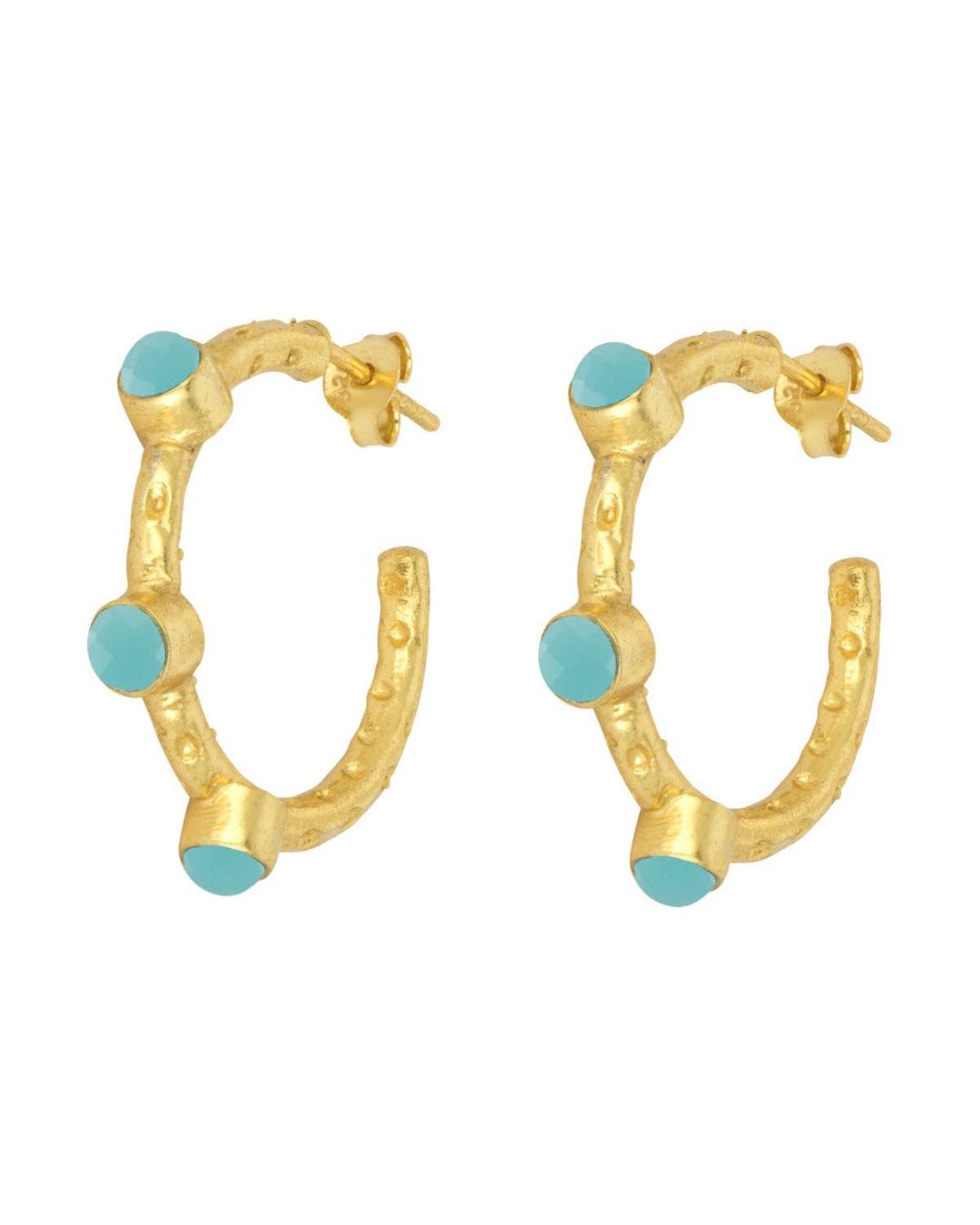 Mini Aqua Chalcedony Hoops