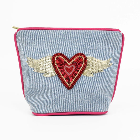 Flying Heart Denim Purse