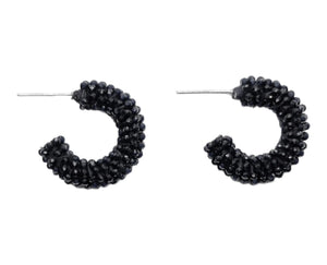 Mini Black Cluster Hoop Earrings