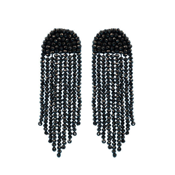 Boucles d'oreilles en cristal noir avec cascade