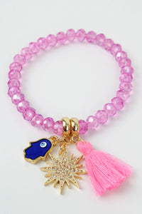 Pink Tassel Charm Bracelet