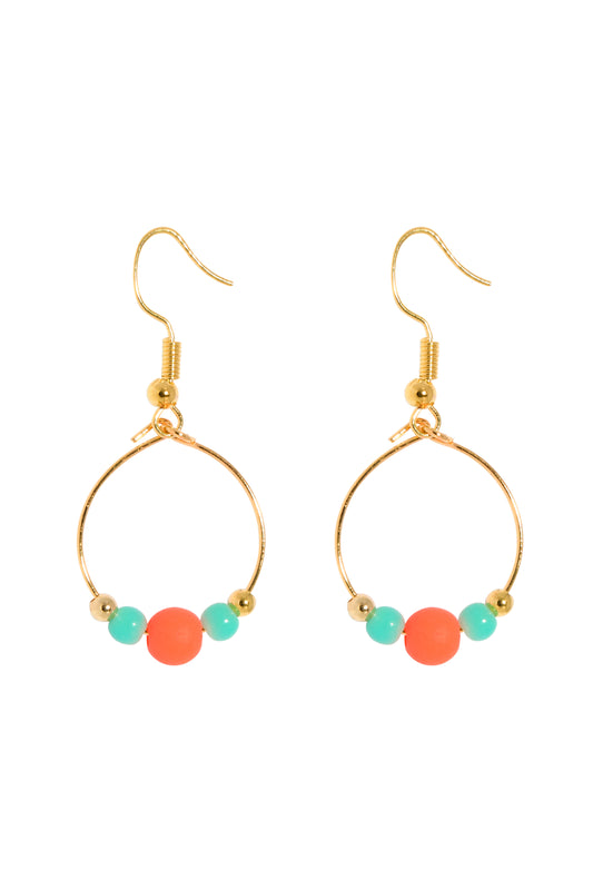 BOPPER EARRINGS - ORANGE/AQUA