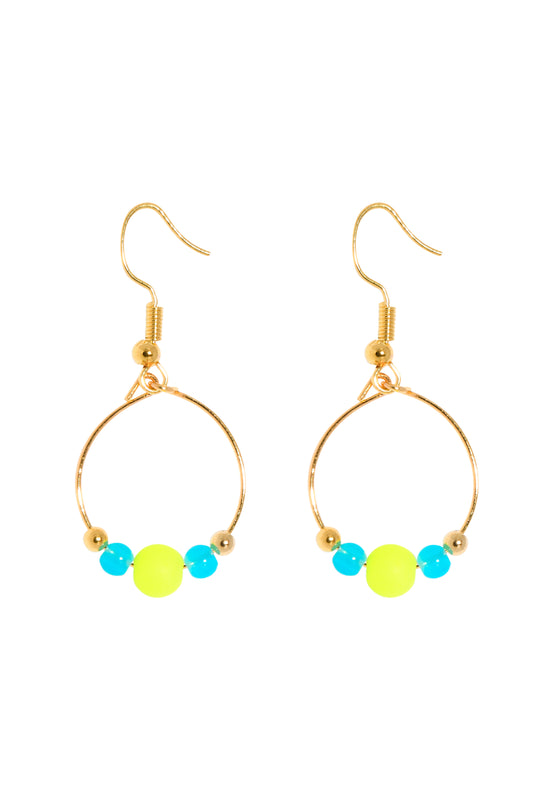 BOUCLES D'OREILLES BOPPER - JAUNE/TURQUOISE