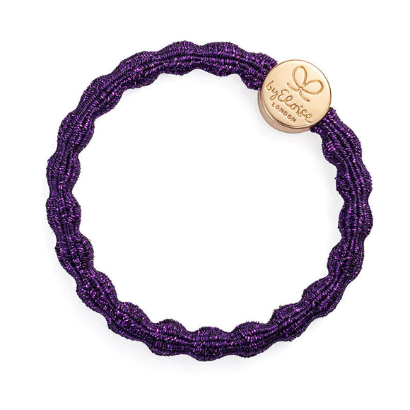 Hair Tie/Bracelet - Gold Circle Metallic Purple