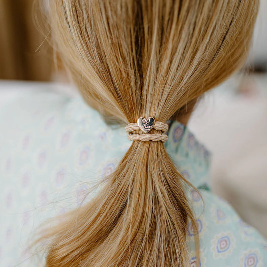 Hair Tie/Bracelet - Gold Heart Metallic Gold