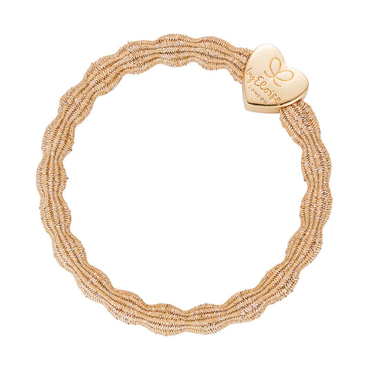 Hair Tie/Bracelet - Gold Heart Metallic Gold