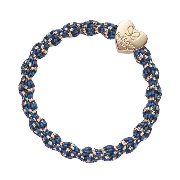Hair Tie/Bracelet - Gold Heart Blueberry