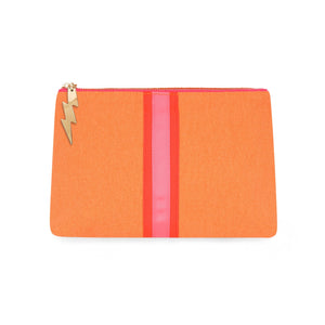 BRIGHT ORANGE LUCKY STRIPE CLUTCH