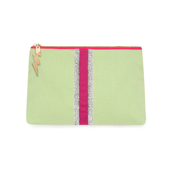 LIGHT GREEN LUCKY STRIPE CLUTCH