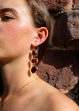Red sapphire triple drop Earrings
