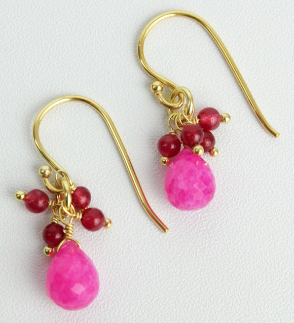 Pink Quartz Tear Drop Earrings