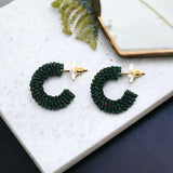 Emerald Mini Cluster Hoop Earrings