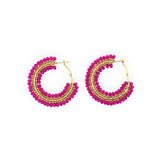 Fuchsia Mini Beaded Ombre Hoop Earrings