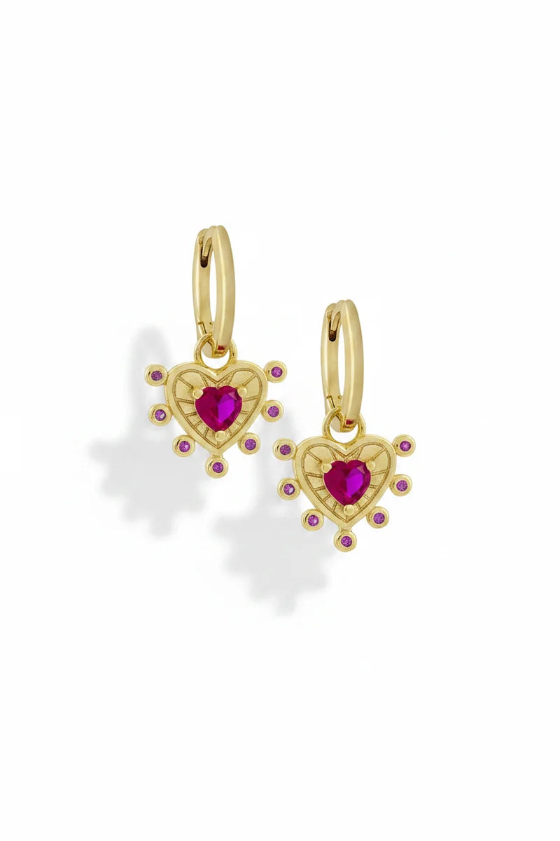 Pendientes Huggies con piedra esmeralda y disco solar