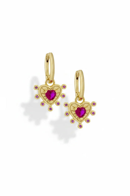 Pendientes Huggies con piedra esmeralda y disco solar