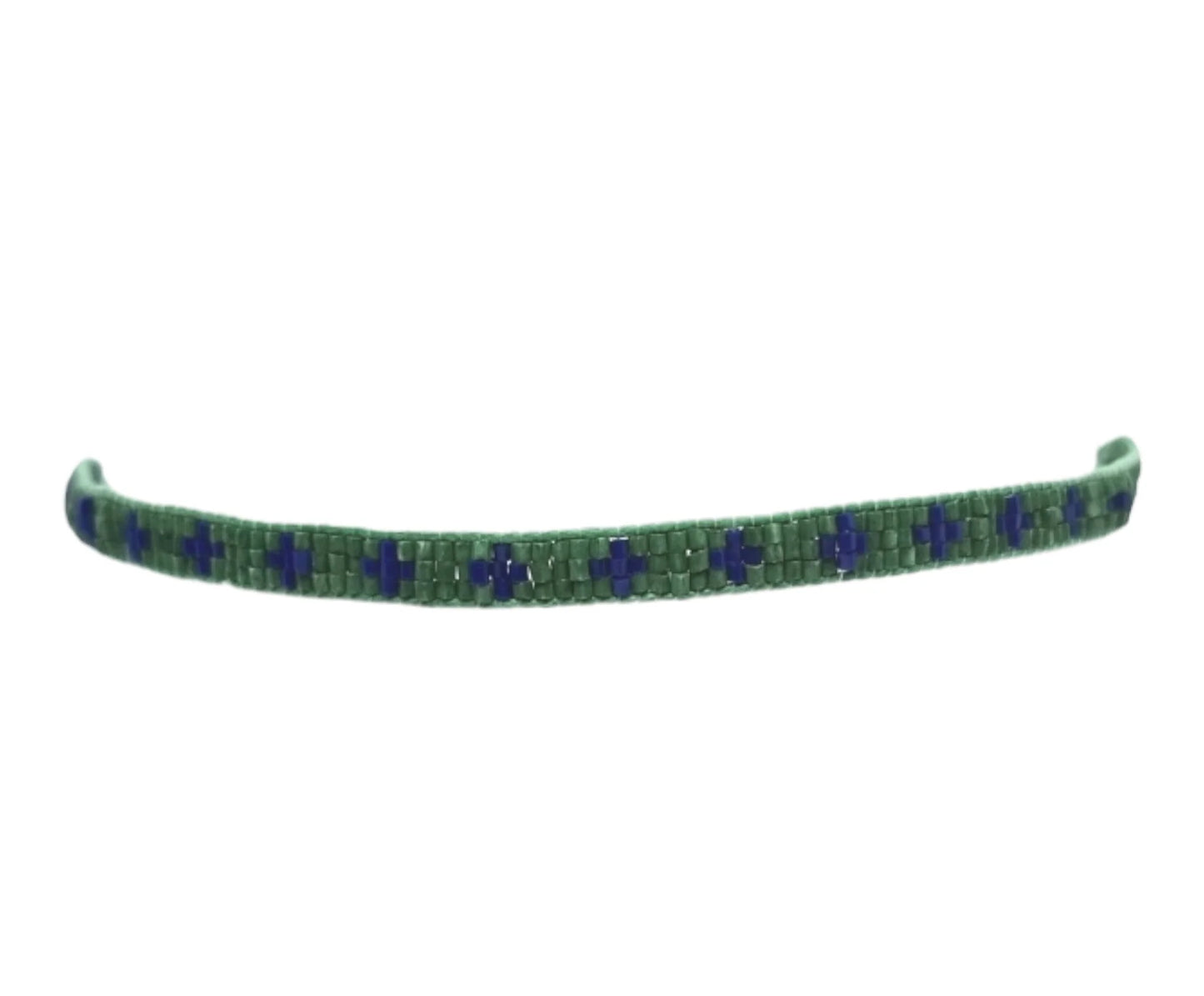 Green Cross Beaded Bracelet