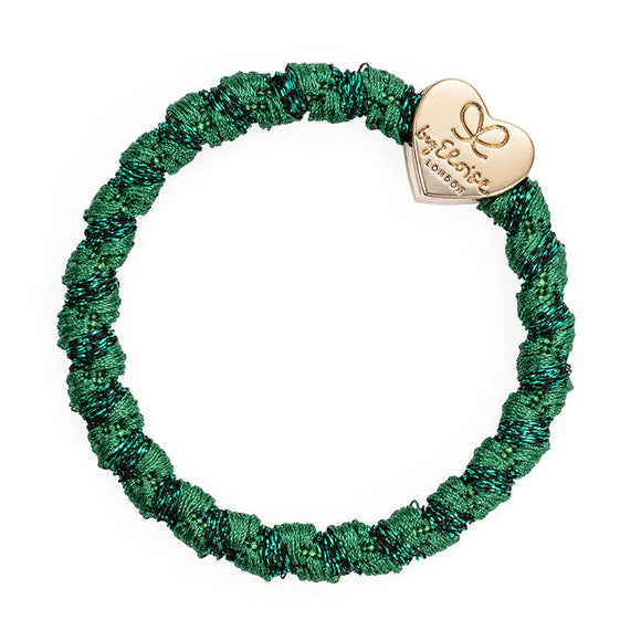 Hair Tie/Bracelet - Gold Heart Woven - Chive Green