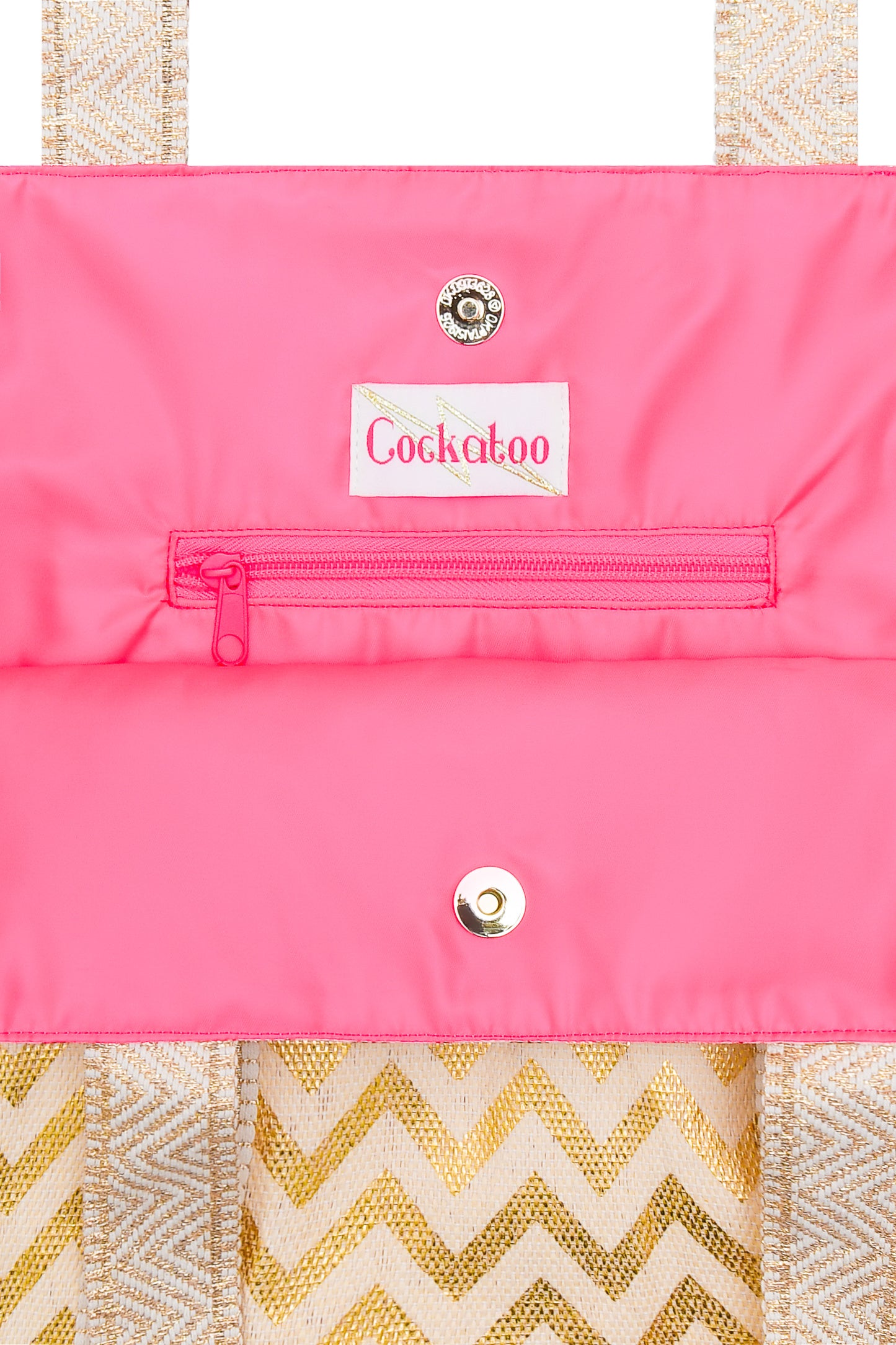 Grand sac fourre-tout en zigzag doré