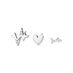 Heartbeat Single Stud earrings - Silver