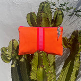 BRIGHT ORANGE LUCKY STRIPE CLUTCH