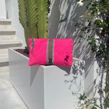 BRIGHT PINK LUCKY STRIPE CLUTCH