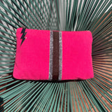 BRIGHT PINK LUCKY STRIPE CLUTCH