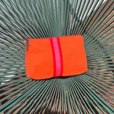 BRIGHT ORANGE LUCKY STRIPE CLUTCH