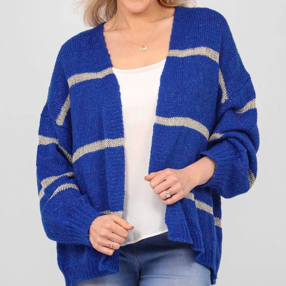 Blue with Gold Stripe Cardigan
