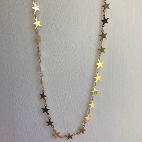 Long Gold star nights Necklace