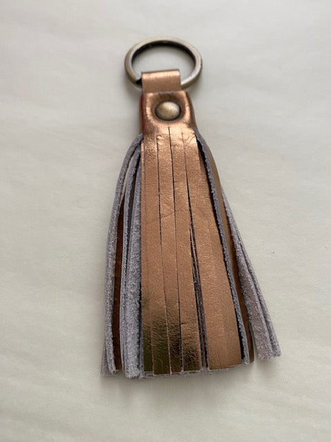 Metallic Leather Tassel Keyring