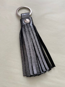 Metallic Leather Tassel Keyring