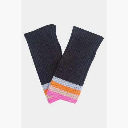 Navy Blue Stripe Wrist Warmers