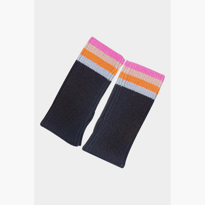 Navy Blue Stripe Wrist Warmers