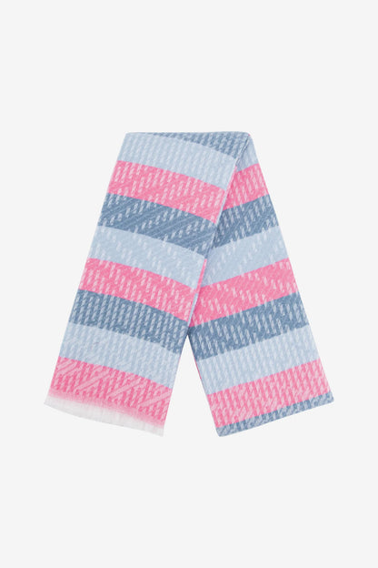 Striped Blanket Scarf - Blue/Pink