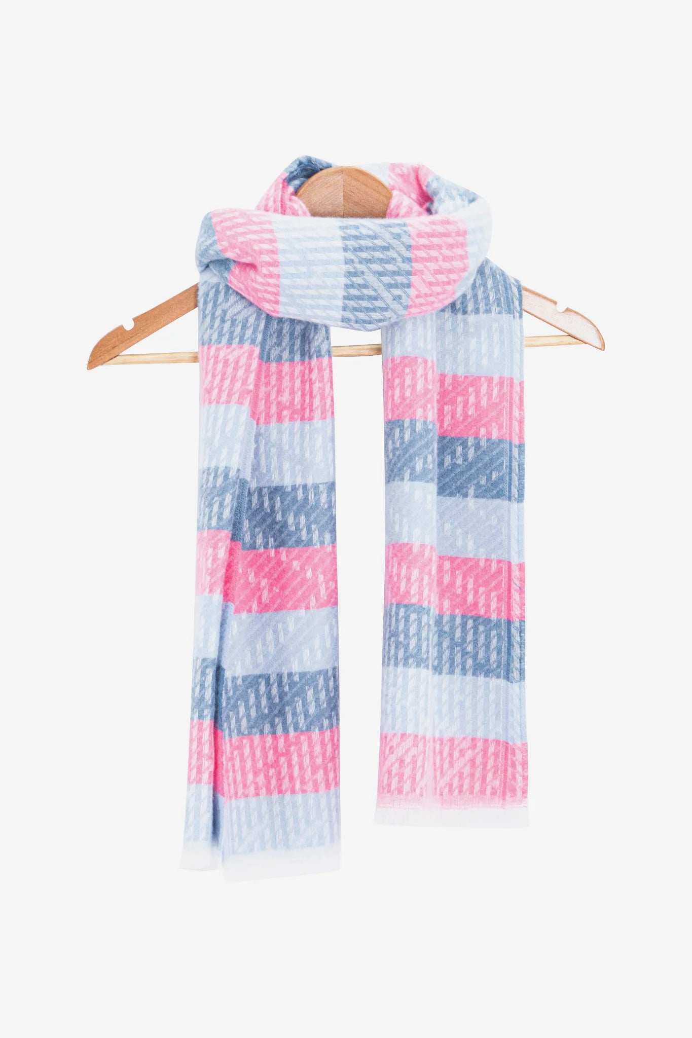 Striped Blanket Scarf - Blue/Pink