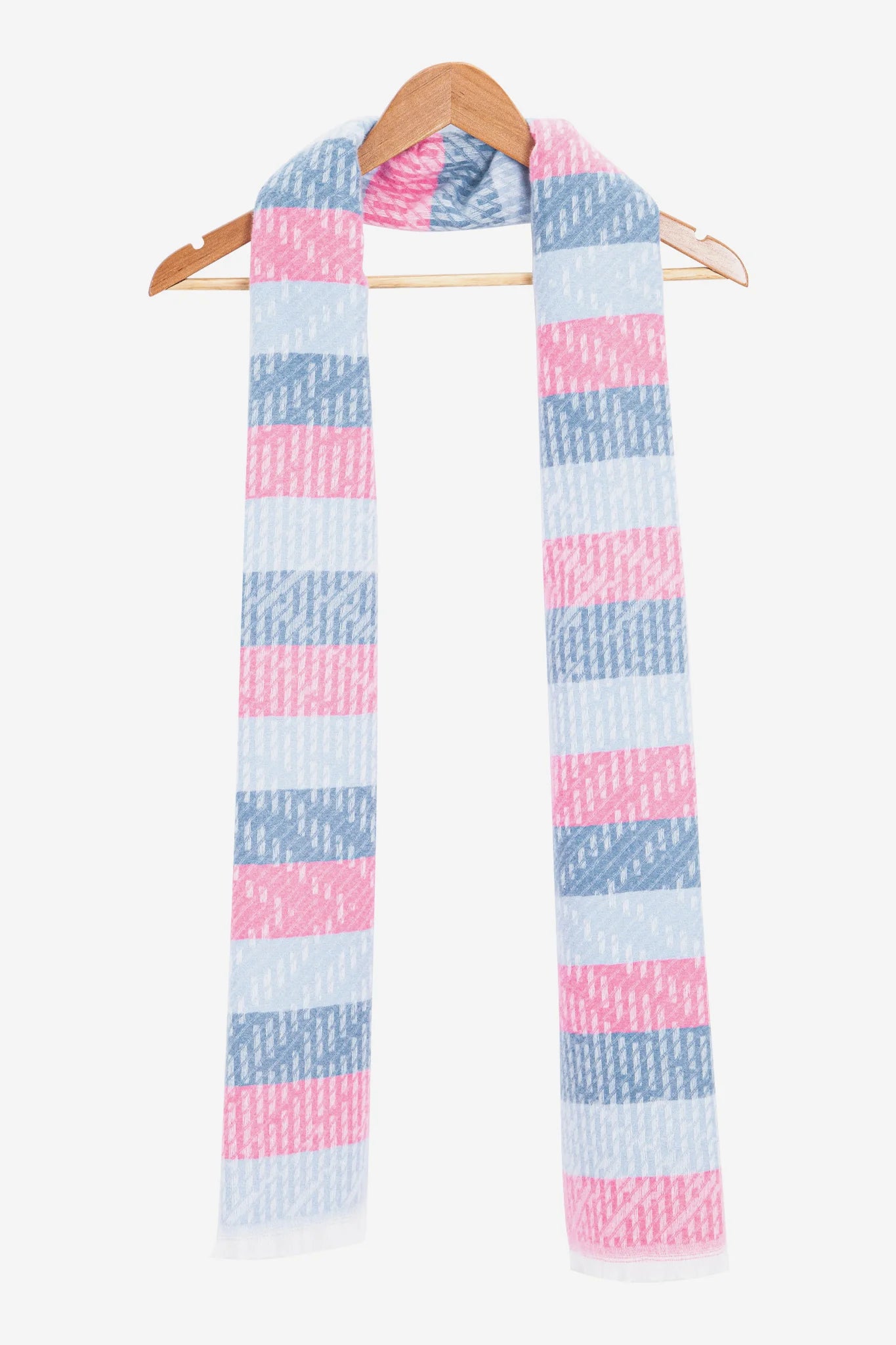Striped Blanket Scarf - Blue/Pink