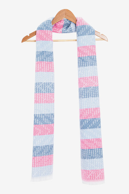Striped Blanket Scarf - Blue/Pink