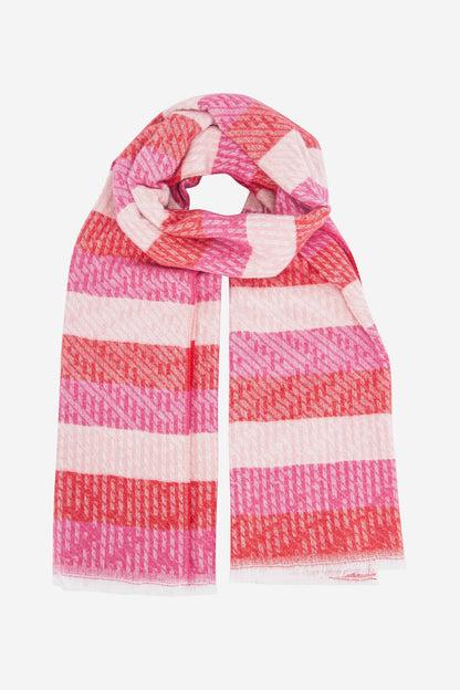 Striped Blanket Scarf - Pink/Red