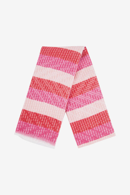 Striped Blanket Scarf - Pink/Red