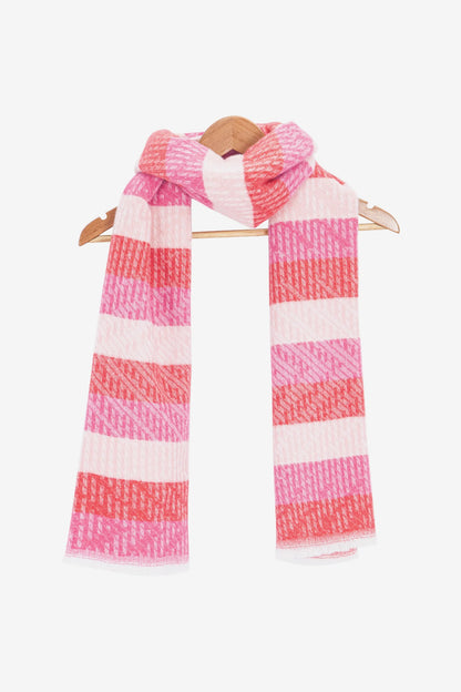 Striped Blanket Scarf - Pink/Red