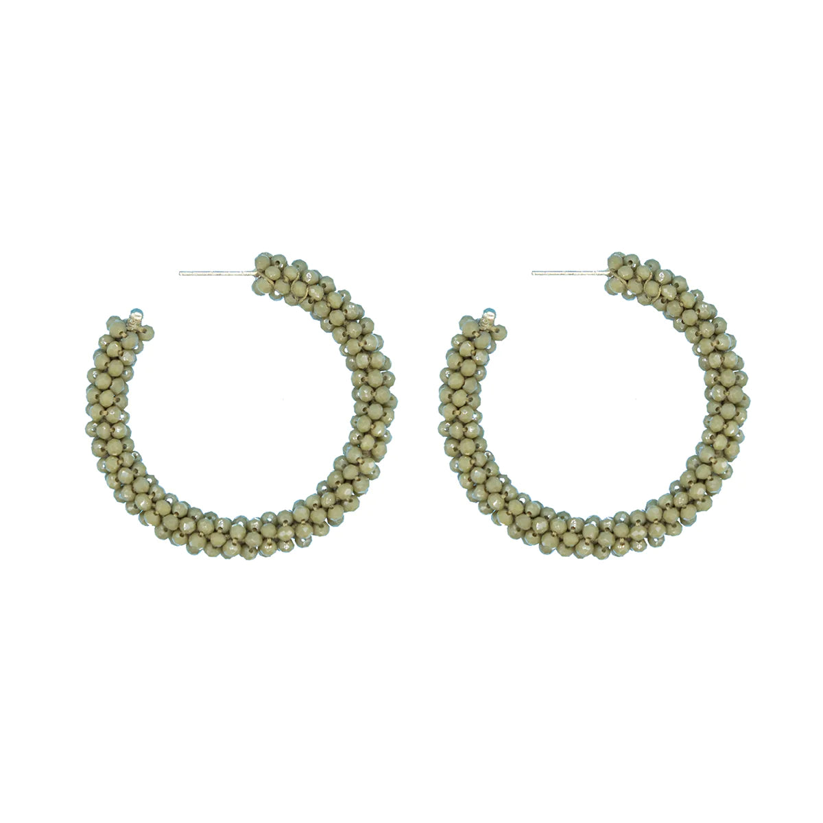 Boucles d'oreilles créoles en perles kaki